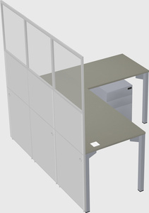 Shared l-shaped cubicle