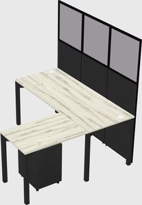 Shared l-shaped cubicle