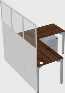 Shared l-shaped cubicle