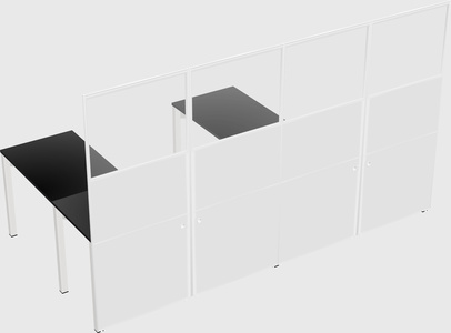 Shared l-shaped cubicle