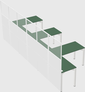Shared l-shaped cubicle