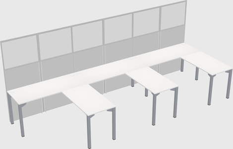 Shared l-shaped cubicle