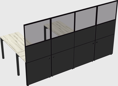 Shared l-shaped cubicle