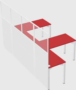 Shared l-shaped cubicle