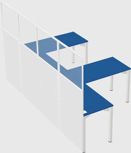Shared l-shaped cubicle