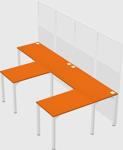 Shared l-shaped cubicle