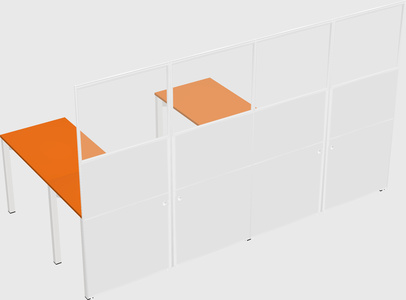 Shared l-shaped cubicle
