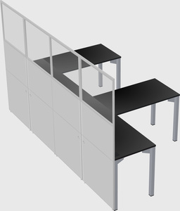 Shared l-shaped cubicle