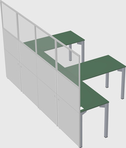 Shared l-shaped cubicle