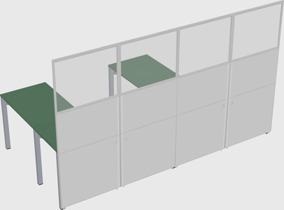 Shared l-shaped cubicle