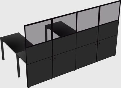 Shared l-shaped cubicle