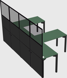 Shared l-shaped cubicle