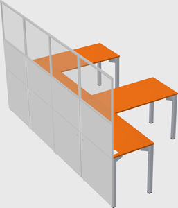 Shared l-shaped cubicle
