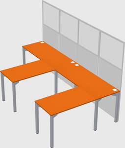 Shared l-shaped cubicle