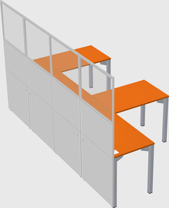 Shared l-shaped cubicle