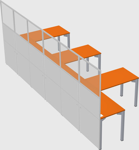 Shared l-shaped cubicle