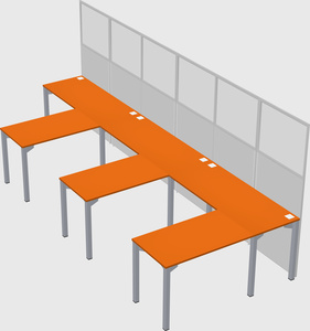 Shared l-shaped cubicle