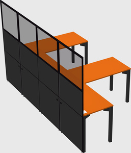 Shared l-shaped cubicle