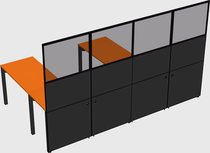 Shared l-shaped cubicle