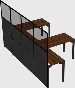 Shared l-shaped cubicle