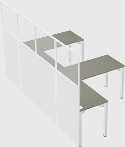 Shared l-shaped cubicle