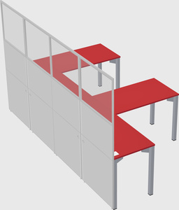 Shared l-shaped cubicle