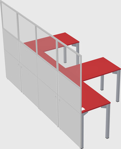 Shared l-shaped cubicle