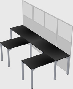 Shared l-shaped cubicle