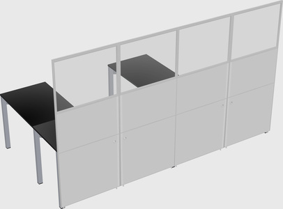 Shared l-shaped cubicle