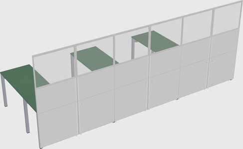 Shared l-shaped cubicle