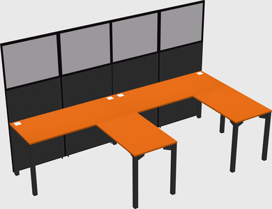 Shared l-shaped cubicle