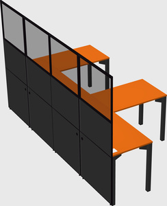 Shared l-shaped cubicle