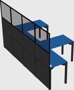 Shared l-shaped cubicle