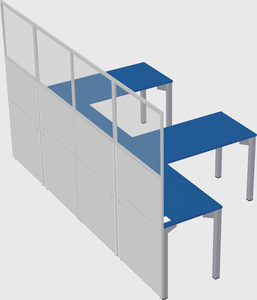 Shared l-shaped cubicle