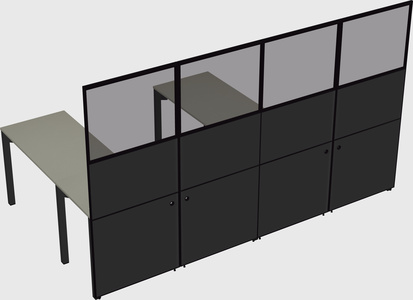 Shared l-shaped cubicle