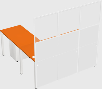 Shared l-shaped cubicle