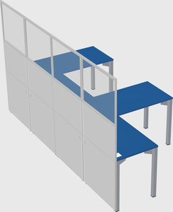 Shared l-shaped cubicle