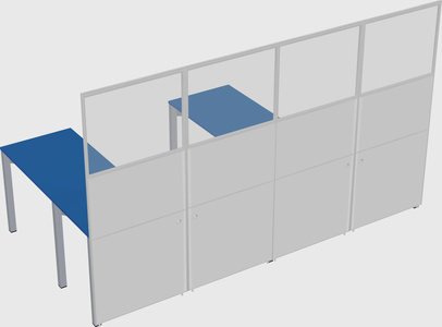 Shared l-shaped cubicle