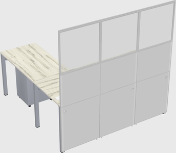 Shared l-shaped cubicle