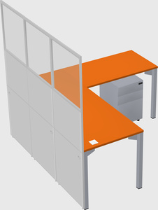 Shared l-shaped cubicle