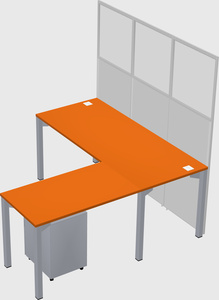 Shared l-shaped cubicle