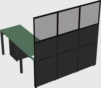 Shared l-shaped cubicle