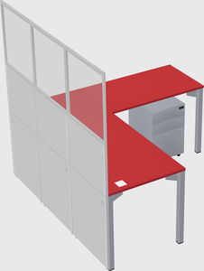 Shared l-shaped cubicle