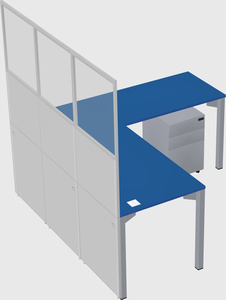 Shared l-shaped cubicle