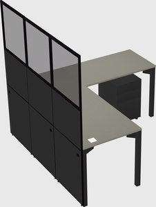 Shared l-shaped cubicle