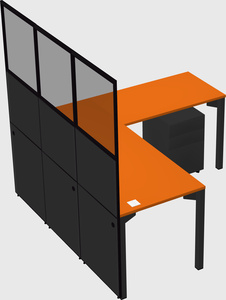 Shared l-shaped cubicle
