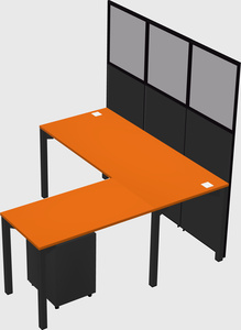 Shared l-shaped cubicle