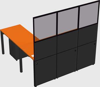 Shared l-shaped cubicle