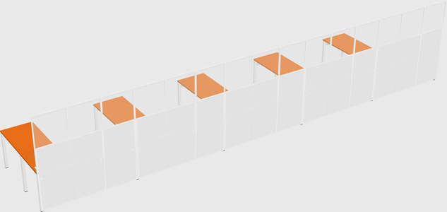 Shared l-shaped cubicle