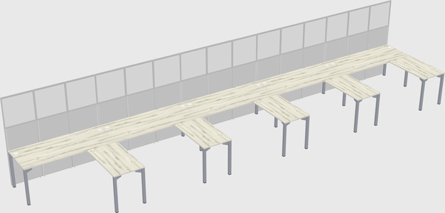 Shared l-shaped cubicle
